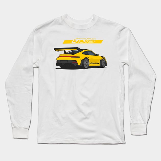 Rear car 911 gt3 rs yellow Long Sleeve T-Shirt by creative.z